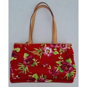 NWOT Lauren Ralph Lauren Red Floral Print Purse